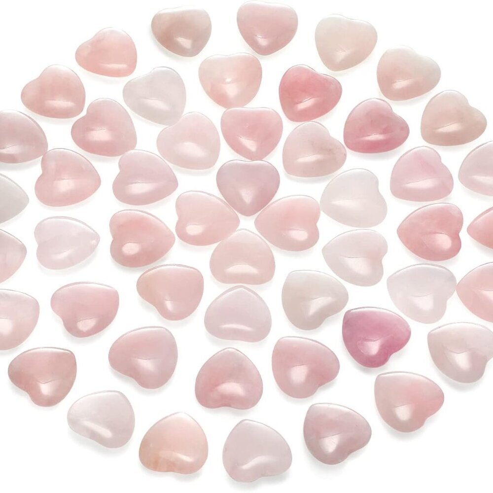 50 Pcs Heart Healing Stone Bulk Quartz Heart Inspirational Stones Gift for Women